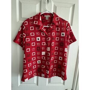 Notations Multicolor Short Sleeve Fresh Shirt Womens Medium Casual Top